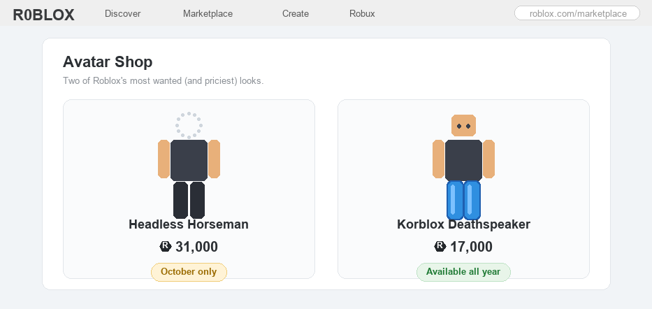 How Much Are Headless and Korblox in Roblox?