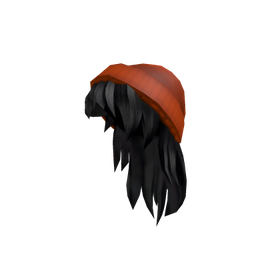 Free Items 76 Orange Beanie with Black Hair - free Roblox item